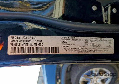 2023 Jeep Compass Sport z USA, uszkodzony, nr VIN 3C4NJDANXPT517064